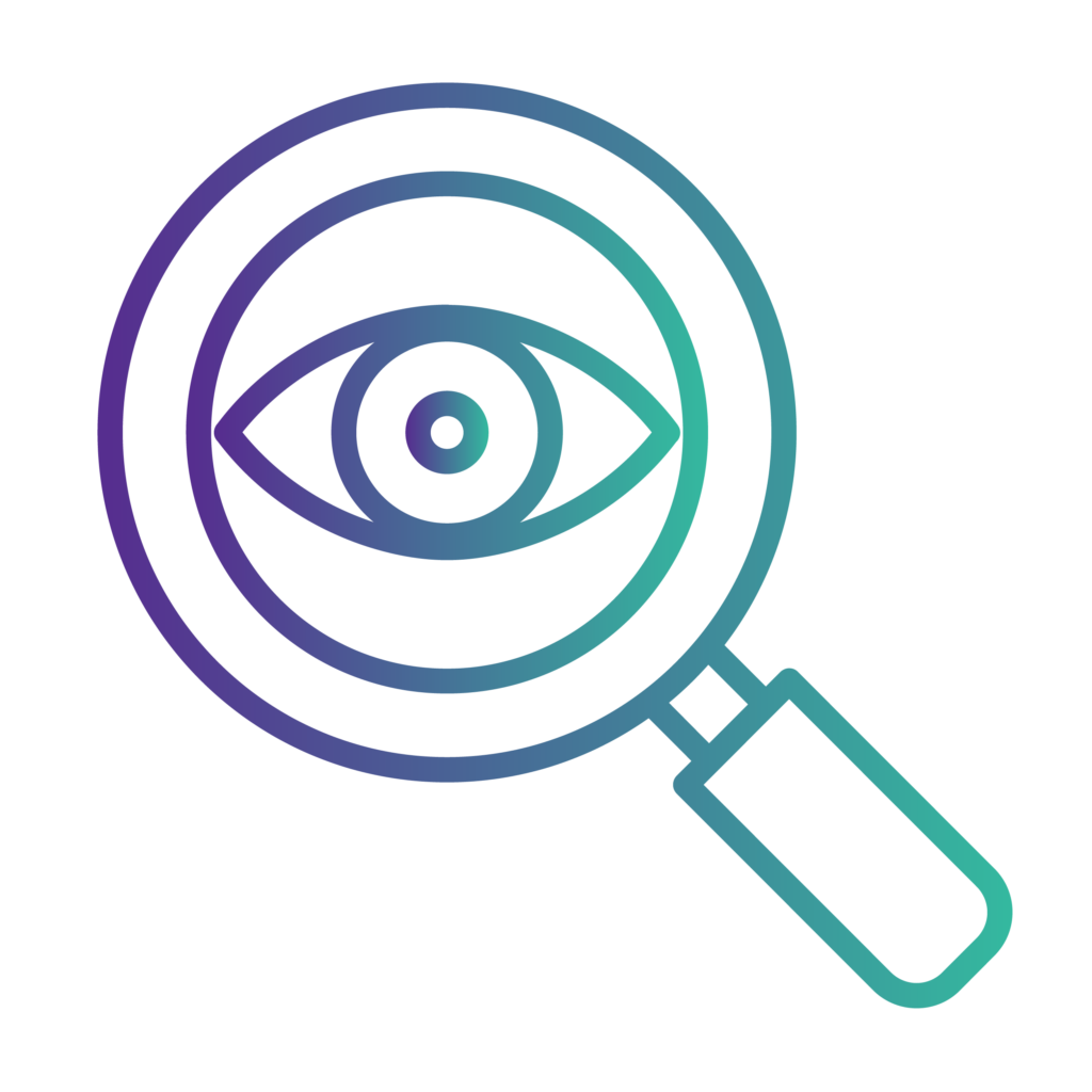 Clarity Icon - magnifying glass with eye in middle